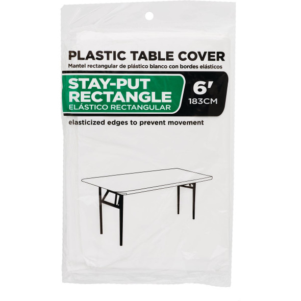 30 In. x 72 In. White Stay-Put Fitted Rectangular Table Cover WM00982113