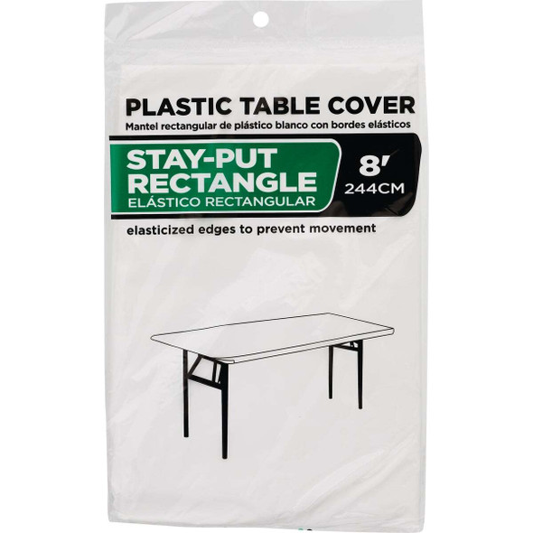 8 Ft. White Stay-Put Fitted Table Cover WM00984759