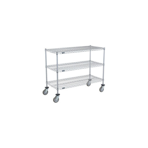 Nexel Shelf Cart 3 Shelf Nexelate 60""W x 18""D x 40""H Poly Casters 4 Swivel