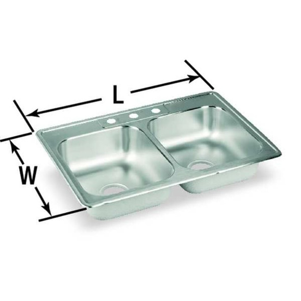 Drop-In Sink, Drop-In Mount, 3 Hole, 13-1-2" x 16", Lustrous Highlighted Satin  LR33223