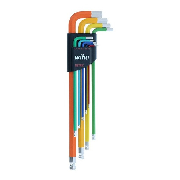 Wiha 9 Piece Ball End Color Coded Hex L-Key Set - Metric 66980