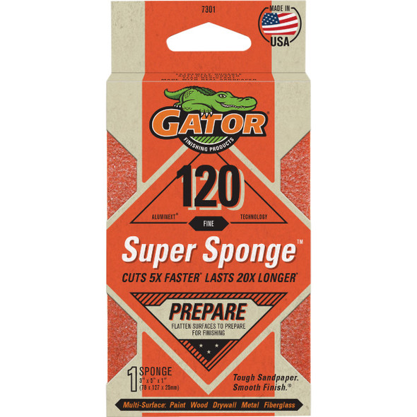 Gator Large 3 In. x 5 In. x 1 In. 120-Grit EZ123 Jumbo Sanding Sponge 7301