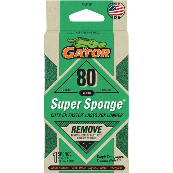 Gator 3 In. x 5 In. x 1 In. 80-Grit EZ123 Jumbo Sanding Sponge 7300