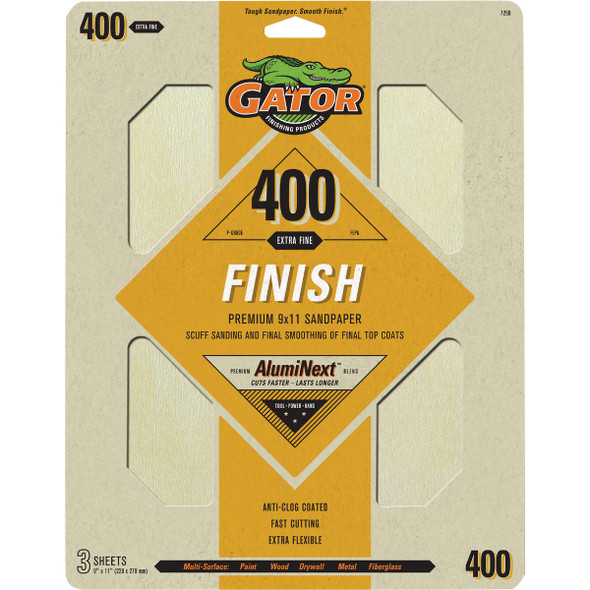 Gator 9 In. x 11 In. 400-Grit Sandpaper (3-Pack) 7268