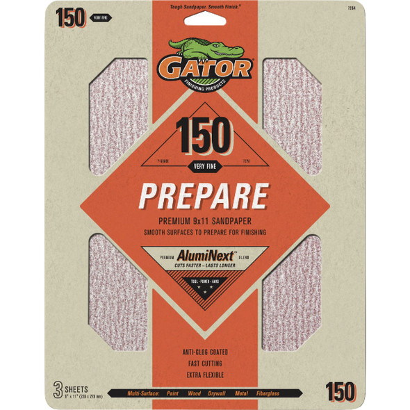 Gator 9 In. x 11 In. 150-Grit Sandpaper (3-Pack) 7264