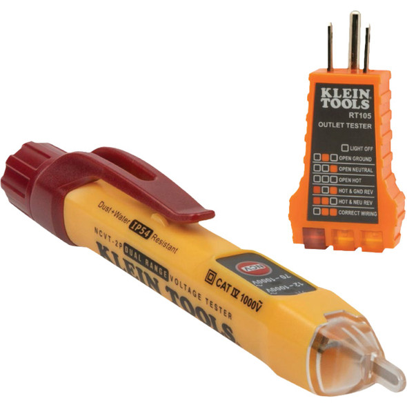 Klein Dual Range with Receptacle Tester Electrical Test Kit NCVT2PKIT