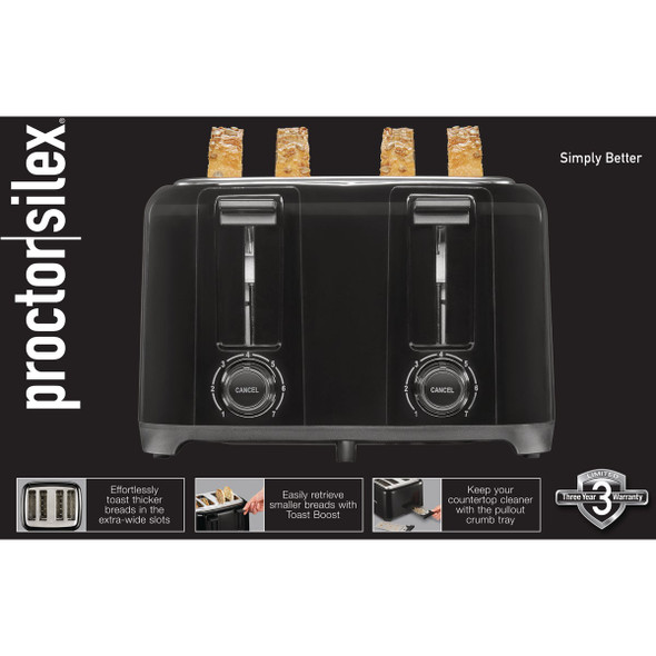 Proctor Silex Extra-Wide 4-Slot Toaster  - Black 24215G 635363