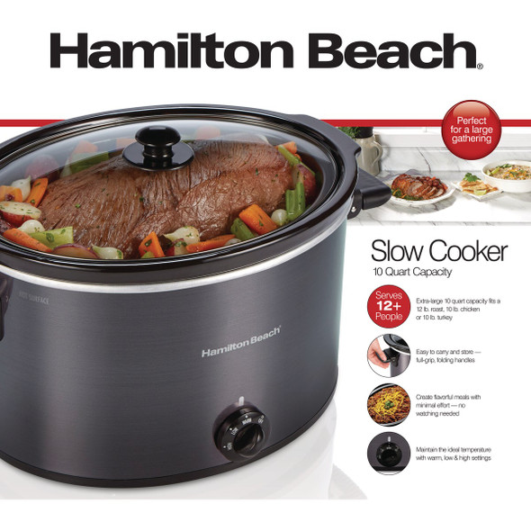 Hamilton Beach 10 Qt. Oval Slow Cooker, XL Capacity 33191G 642317