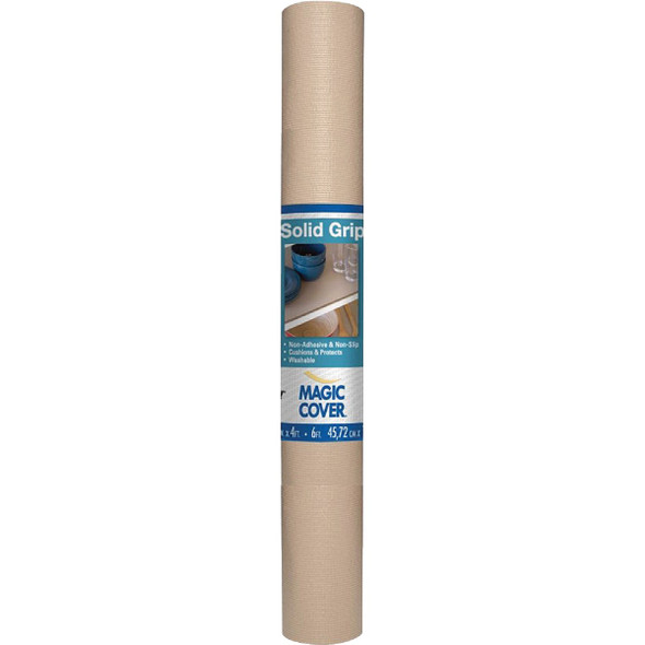 Magic Cover 18 In. x 4 Ft. Taupe Grip Non-Adhesive Shelf Liner 04F-187150-06