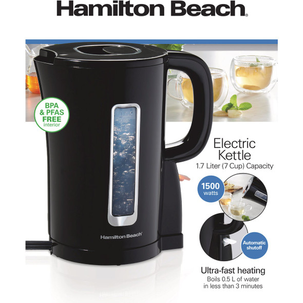 Hamilton Beach Black 1.7L Electric Tea Kettle 41038G 632411