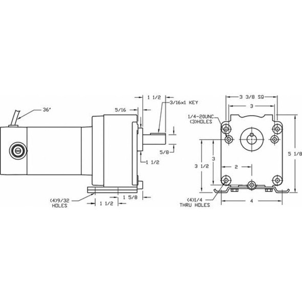Dayton DC Gearmotor,170 rpm,12V,TENV 1Z833