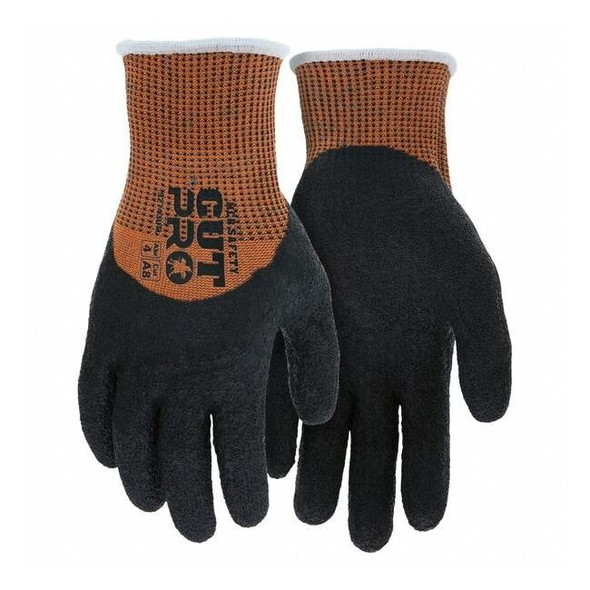 Coated Gloves, Latex, Crinkle, 4-Mar, 4 Abrasion Level, XL 1 PR