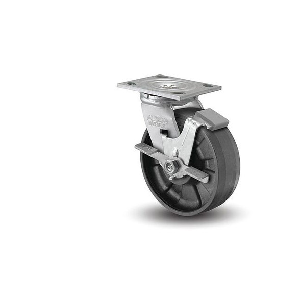 6" X 2" Non-Marking Nylon Maxim Swivel Caster, Face Brake, Loads Up To 1200 lb