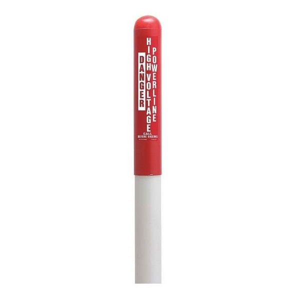 Utility Dome Marker, Round, ,Thermoplastic Polymer Red/White, 66" L