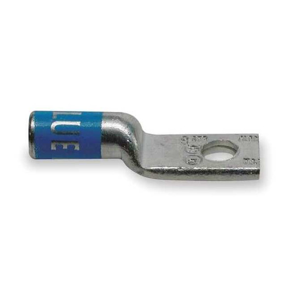 One-Hole Compression Lug, 6 AWG Max, #10 Stud, Long Barrel, Aluminum, Gray