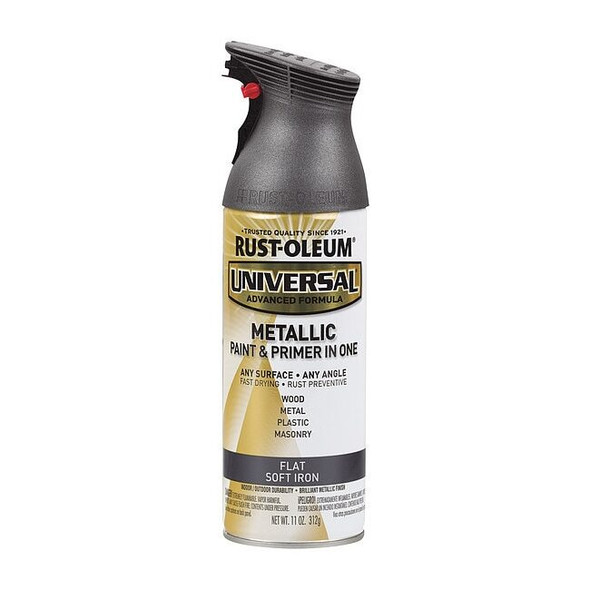 Rust-Oleum Spray Paint, Soft Iron, Flat Metallic, Solvent, 11 oz 271473