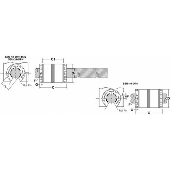 Thomson Ball Bushing,Bore Dia 1.250 In SSU20WW