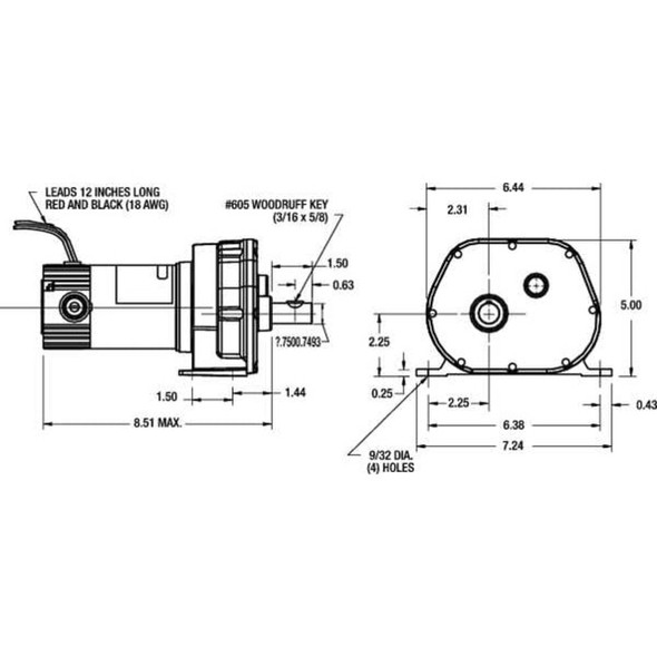 Dayton DC Gearmotor,6.5 rpm,90V,TENV 1LPL1