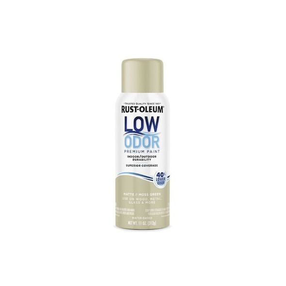 Rust-Oleum Low Odor Spray Paint, Water-Based, Alkyd, Moss Green, Matte 388283