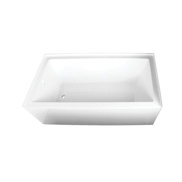 VTAP663222L 66" Acrylic Alcove Tub,w/, 66" L, 32" W, White, Acrylic, Left