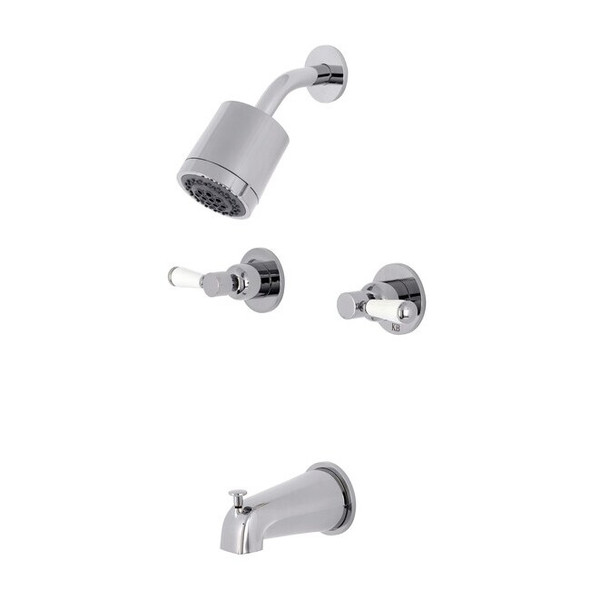 Kingston Brass Tub and Shower Faucet, Polished Chrome, Wall Mount KBX8141DPL