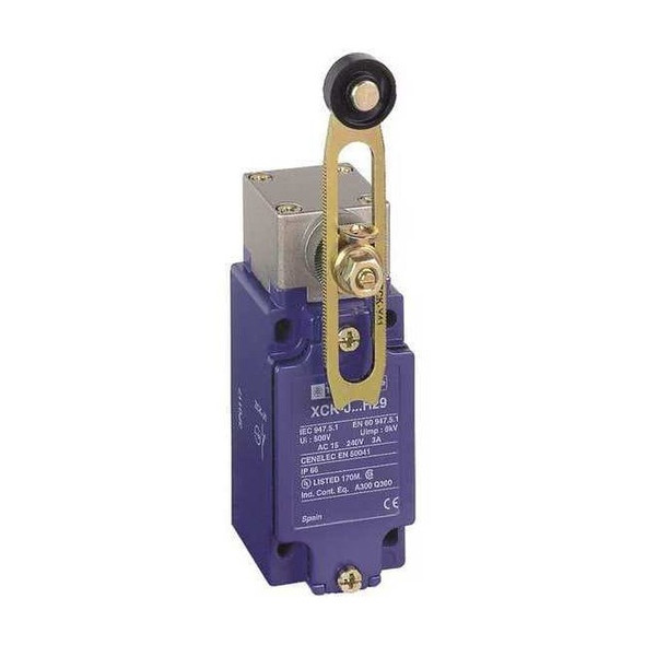 Limit Switch, Adjustable Roller Lever, Rotary, 1NC/1NO, Actuator Location: Side