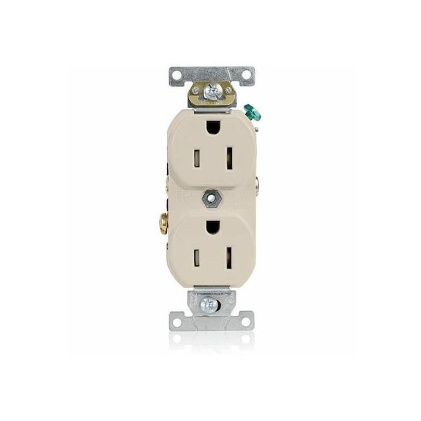 Leviton Plugs&Rcptcls,15A,125VAC,Almnd,Thrmplstc TCR15-T