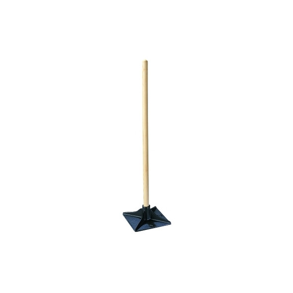 Tamper, 10 in x 10 in, Steel, 42 in Hardwood Handle