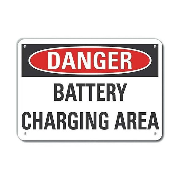 Danger Sign, 10 in Height, 14 in Width, Aluminum, Horizontal Rectangle, English