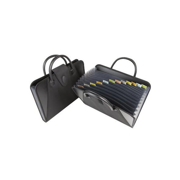 C-Line Products 8-1/2" x 11" Black Expanding File with Handles, 1/EA 48211