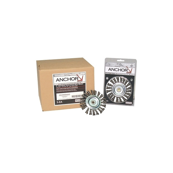 Knot Wheel Brushes, 3 in D, 1/2 in Face, 0.014 in Carbon Steel Wire