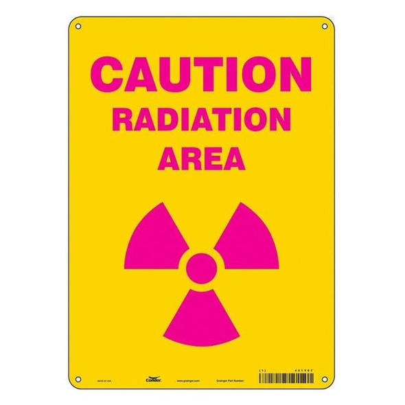 Radiation Safety Sign, 14 in H, 10 in W, Aluminum, Vertical Rectangle,451Y67