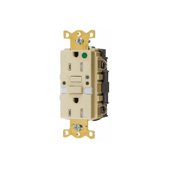 GFCI Rceptcle, Hspital, Ivry, 15A, 0.5 HP