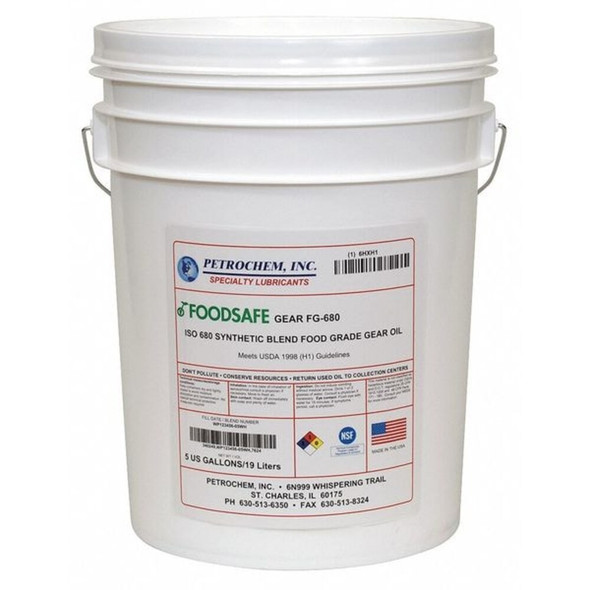 5 gal Gear Oil Drum 680 ISO Viscosity, 140 SAE, Clear  FOODSAFE GEAR FG-680-005