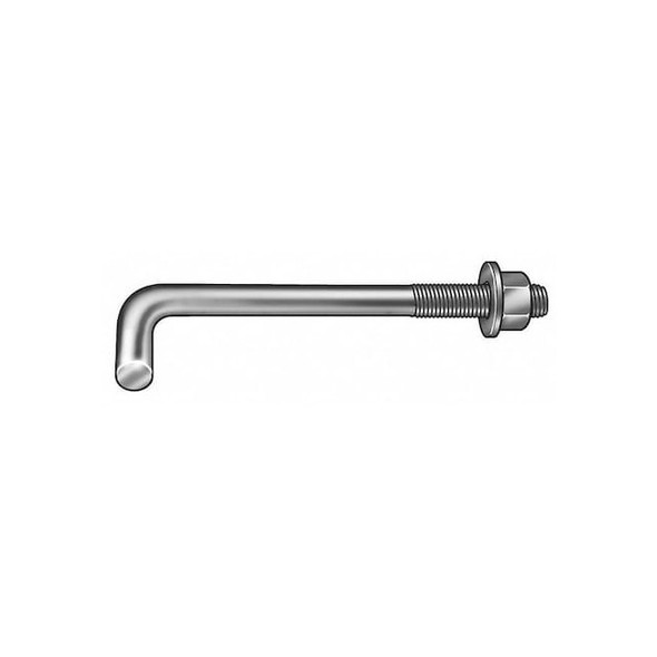 L-Hook, 1/2"-13, 18" L, Carbon Steel Hot Dipped Galvanized Pack of 50