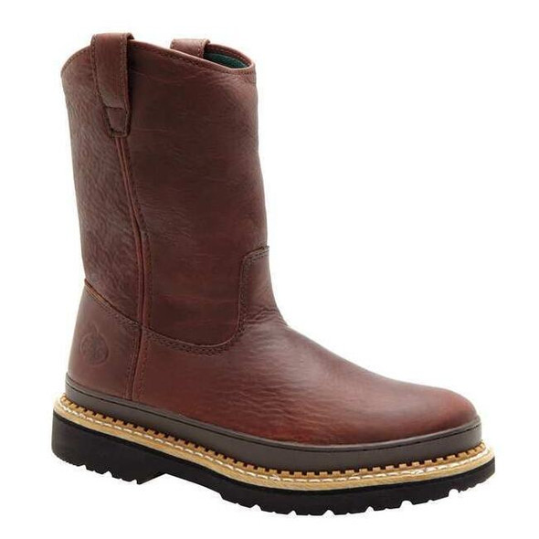 Men's Wellington Boot, 9 M, Steel Toe, 9 in H, Soggy Brown, G4374