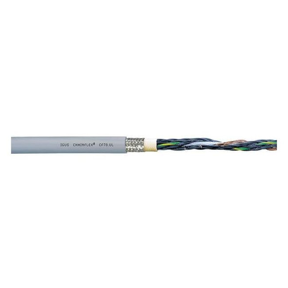 Control Cable, 14 AWG, 4 C, Gray, PUR, 1,000 V, 100 ft