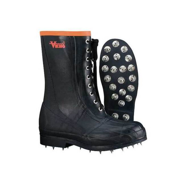Spiked Forester, Men's Logger Boot, 10 M, Rubber, 11 in Height, Black