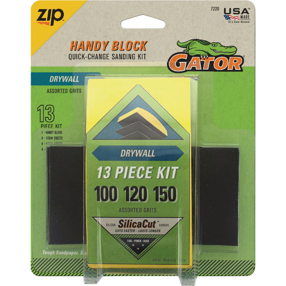 Gator Grit Zip Hook & Loop Drywall Hand Sanding Block Kit 7220