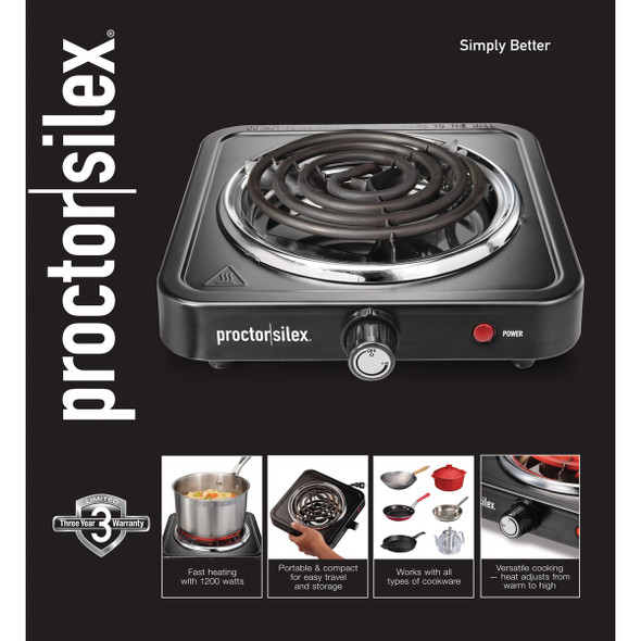 Proctor Silex Electric Single Burner Cooktop 34105 620027