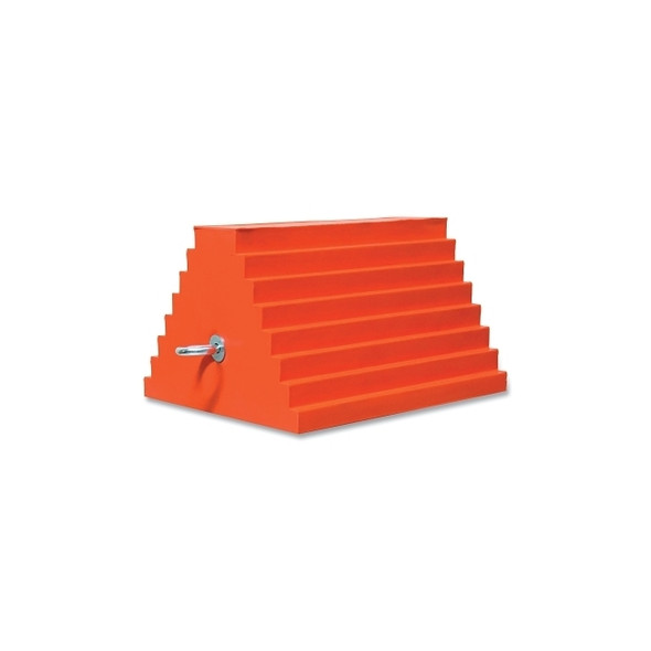 General Purpose Utility Wheel Chock, 10 in L x 8 in W x 6 in H, Orange, Includes Cored Bottom/Eye Bolt