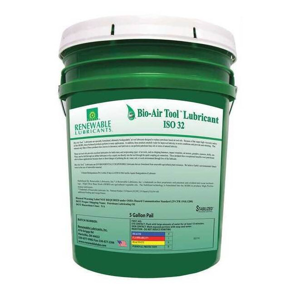 Renewable Lubricants Biodegradable Air Tool Oil, 5 gal. 83114