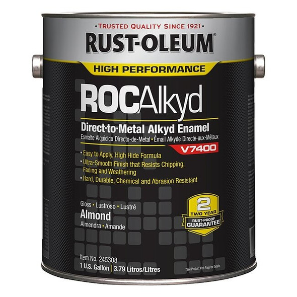 Rust-Oleum Interior/Exterior Paint, High Gloss, Oil Base, Almond, 1 gal 245308