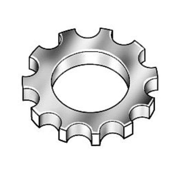 External Tooth Lock Washer, For Screw Size #8 Steel, Zinc Plated Finish, 100 PK