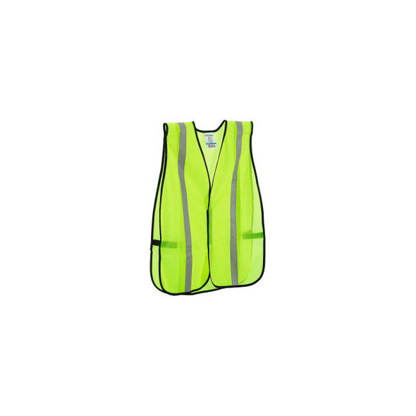 Global Industrial Hi-Vis Safety Vest 1"" Reflective Strips Mesh Lime One Size