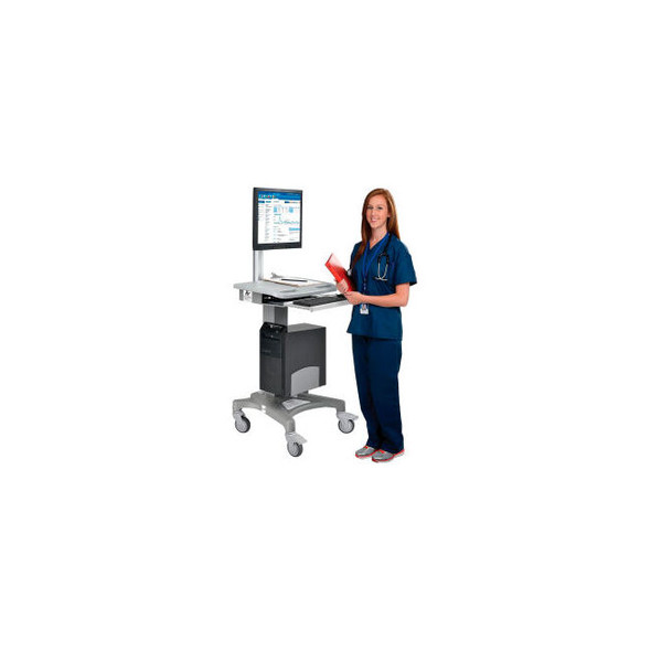 Global Industrial Powered Medical Cart Single Monitor Mount 2 Swappable LiFePO4