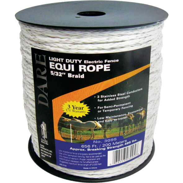 Dare Equi-Rope 4 MM x 656 Ft. Poly Electric Fence Rope 3095