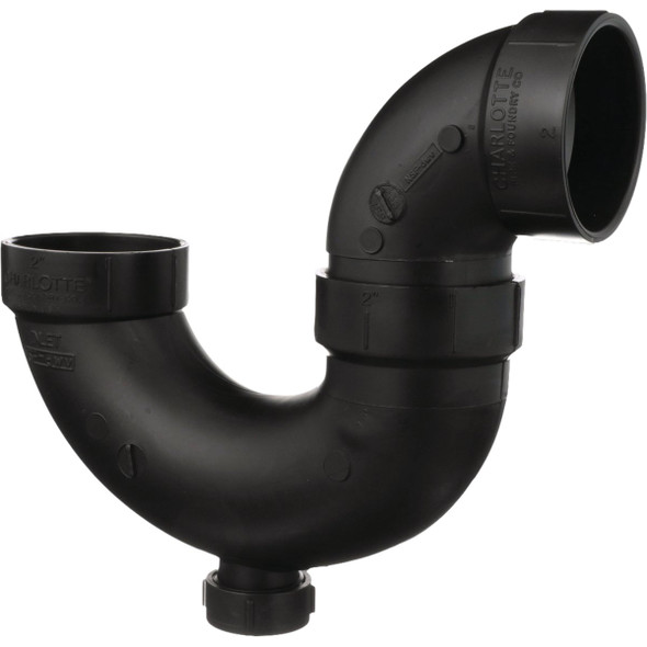 Charlotte Pipe 2 In. ABS/DWV P-Trap with Clean Out ABS 00707X 0800HA