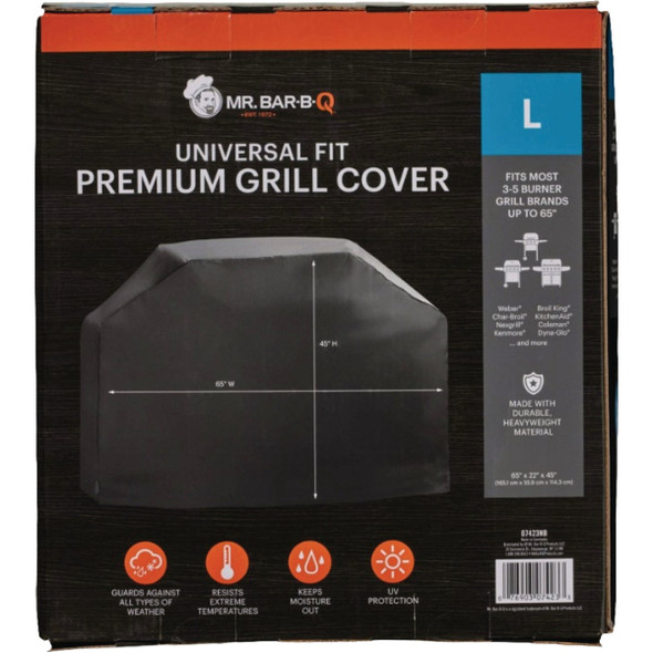 Mr. Bar-B-Q Large Black Polyester Grill Cover 07423NB