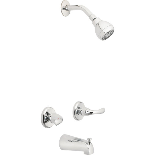 Homepointe Shower Faucet + Showerhead, 2 Lever Handle, Chrome Finish 239938